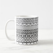 Schwarz-weiß geometrisches Rahmenmuster Kaffeetasse (Links)