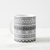Schwarz-weiß geometrisches Rahmenmuster Kaffeetasse (Vorderseite Links)
