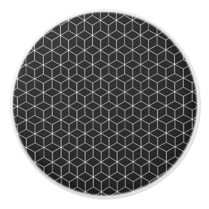 Schwarz-weiß geometrisches Würfelmuster Keramikknauf