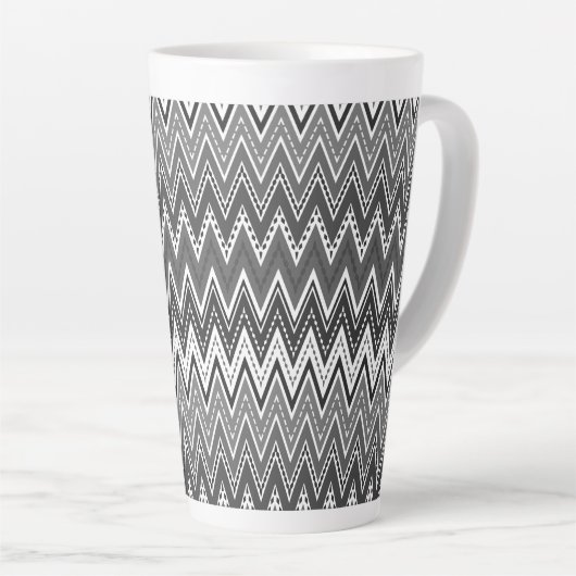 Schwarz-weiß geometrisches Zickzack-Muster Milchtasse (Rechte Ecke)