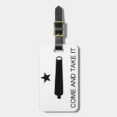 Schwarz-Weiß-Gepäckmarke "Come and Take It" Gepäckanhänger (Vorderseite vertikal)