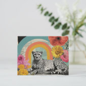 Schwarz-weiß Gepard Collage Postkarte (Stehend Vorderseite)