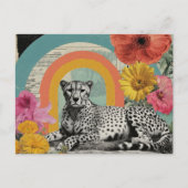 Schwarz-weiß Gepard Collage Postkarte (Vorderseite)