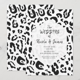 Schwarz-Weiß Gepard Leopard Chic Hochzeit Einladung