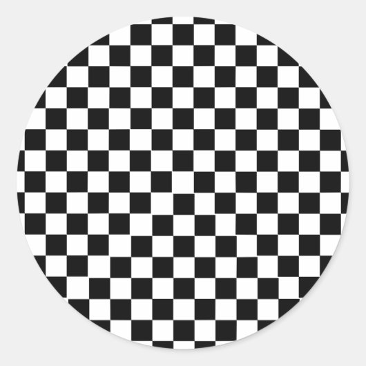 Schwarz-weiß geprüft runder aufkleber (Vorderseite)