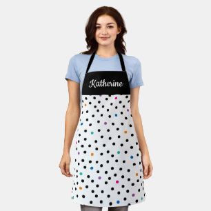 Schwarz-weiß gepunkteter Apron mit individuellem N Schürze