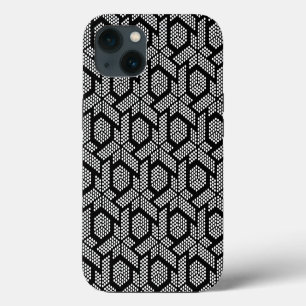 Schwarz-weiß gepunktetes geometrisches Muster Case iPhone 13 Hülle