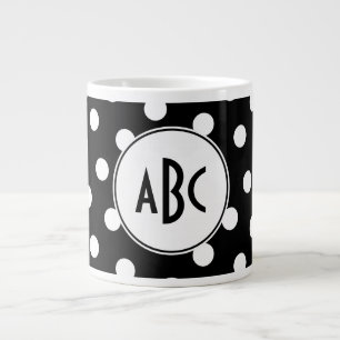 Schwarz-weiß gepunktetes Monogramm Jumbo-Tasse
