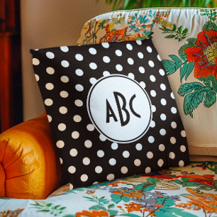 Schwarz-weiß gepunktetes Monogramm Kissen