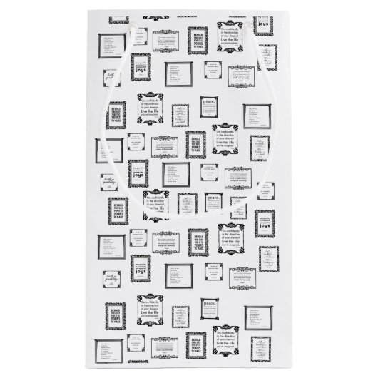 Schwarz-Weiß-Gerahmte Quotes-Mustertasche Kleine Geschenktüte (Rückseite)