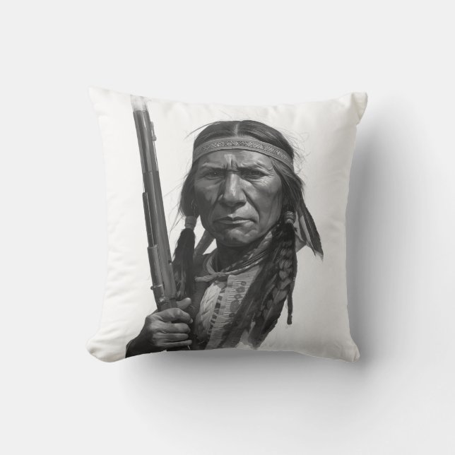 Schwarz-Weiß-Geronimo Kissen (Vorderseite)