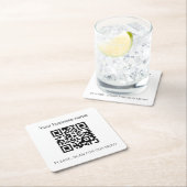 Schwarz weiß Geschäft Bar Restaurant Menü QR-Code Rechteckiger Pappuntersetzer (Vor Ort)