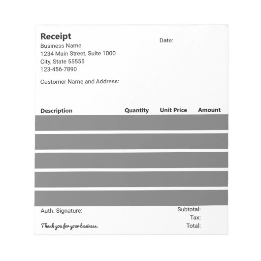 Schwarz-Weiß-Geschäftsvorlage erhalten Notizblock (Vorderseite)