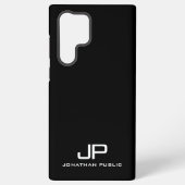 Schwarz & Weiß Geschenke Elegante Moderne Monogram Samsung Galaxy Hülle (Rückseite)