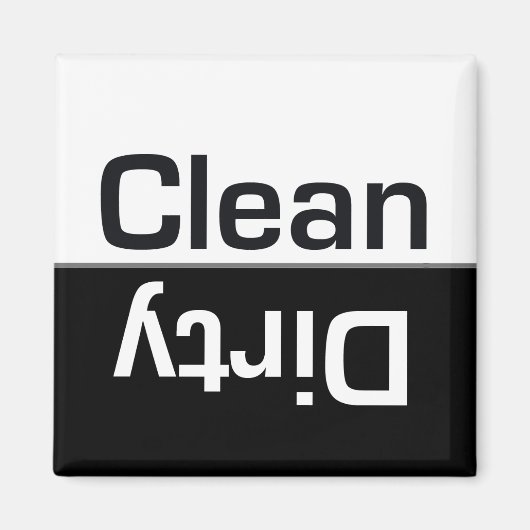 Schwarz-Weiß-Geschirrspüler Sauberes Geschirr Magnet (Vorne)