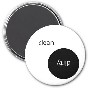 Schwarz-Weiß-Geschirrspüler Sauberes schmutziges M Magnet