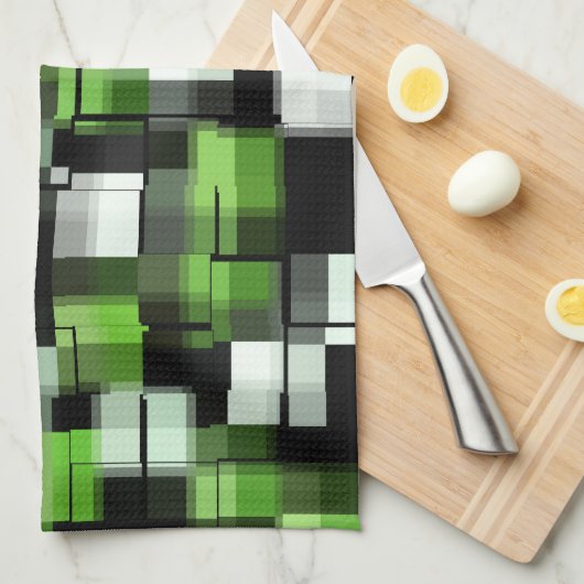 Schwarz-weiß Geschirrtuch (Viertel Falte)