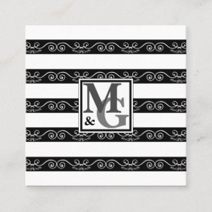 Schwarz-weiß gestreift Beruflich Quadratische Visitenkarte