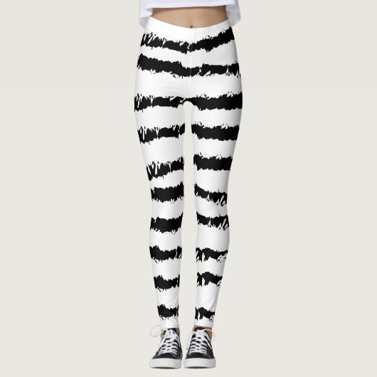 Schwarz-weiß gestreift leggings (Vorderseite)