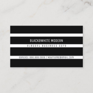 Schwarz-Weiß gestreift modern elegant Visitenkarte