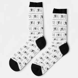 SCHWARZ-WEIß GESTREIFT MODERN ZUM VALENTINSTAG SOCKEN