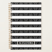 Schwarz-weiß gestreift Modernes Design Planer (Vorderseite)