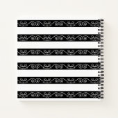Schwarz-weiß gestreift Modernes Monogramm Notizblock (Rückseite)