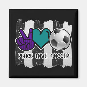 Schwarz Weiß Gestreift Peace Love Fußball Magnet