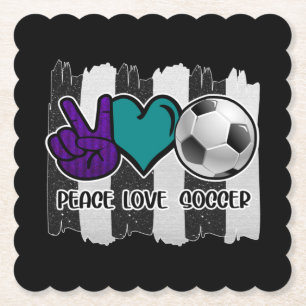 Schwarz Weiß Gestreift Peace Love Fußball Untersetzer