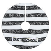 Schwarz-weiß gestreift polyester weihnachtsbaumdecke (Vorderseite)