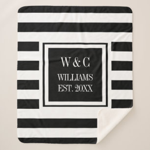 Schwarz-weiß gestreifte Classic Monogramm Sherpadecke