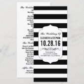 Schwarz-weiß gestreifte elegante Hochzeitsprogramm Programm (Vorne/Hinten)