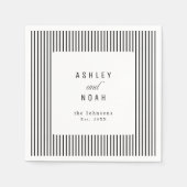 Schwarz-weiß gestreifte Eleganz Hochzeit Serviette (Vorderseite)