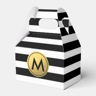 Schwarz-weiß gestreifte Goldfolie-Partygeschenkbox Geschenkschachtel