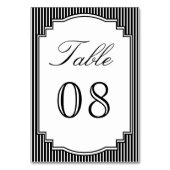 Schwarz-weiß gestreifte Hochzeit Tischnummer (Rückseite)