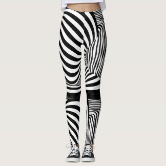 Schwarz-weiß gestreifte Illusions-Leggings im Zebr Leggings