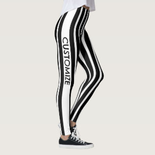 Schwarz-weiß gestreifte Leggings mit individuellem