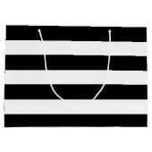 Schwarz-weiß gestreifte moderne Hochzeitsfeier Große Geschenktüte (Rückseite)