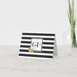 Schwarz-Weiß gestreifte Monogramm-Karte gefaltet