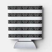 Schwarz-weiß gestreifte Monogramm-Konstruktion Dosenkühler (Rückseite)