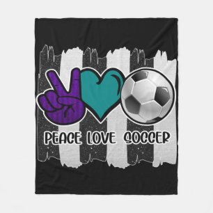 Schwarz-Weiß gestreifte Peace Love Fußball Fleecedecke
