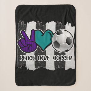 Schwarz-Weiß gestreifte Peace Love Fußball Sherpadecke