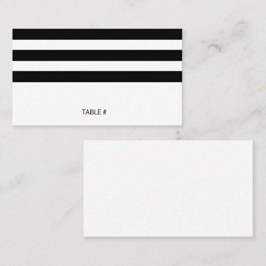 Schwarz-Weiß gestreifte Platzkarten - flach (Vorne/Hinten)