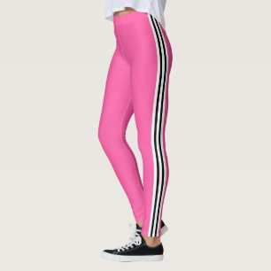 Schwarz-weiß gestreifte rosa Leggings