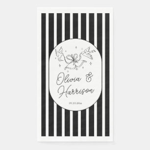 Schwarz Weiß Gestreifte Whimsical Hochzeit Serviette