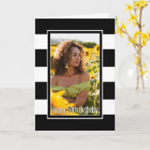 Schwarz-weiß gestreifter 50. Geburtstag Karte (Gelbe Blume)