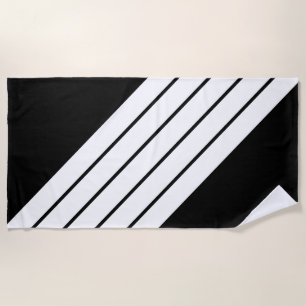 Schwarz-weiß gestreifter 70er 80er Retro Racing St Strandtuch