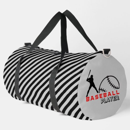 Schwarz-Weiß gestreifter Baseballspieler Duffle Bag (Linke Ecke)