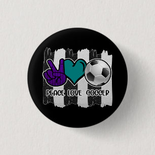 Schwarz-Weiß gestreifter Frieden Liebe Fußball Button