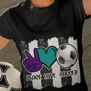 Schwarz-Weiß gestreifter Frieden Liebe Fußball T-Shirt